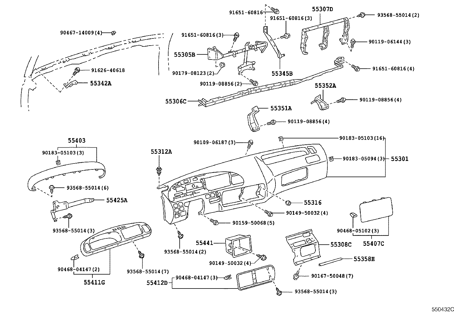 55950-36020 NOZZLE ASSY, DEFROSTER product image