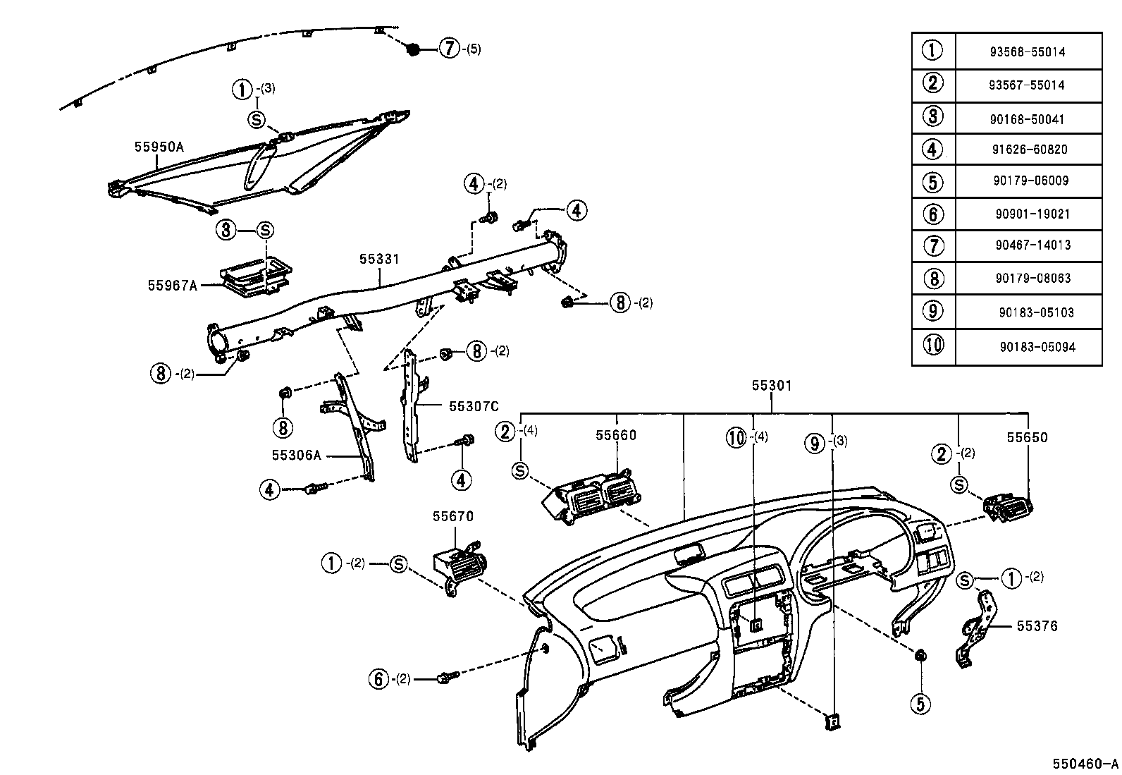 55330-10170 REINFORCEMENT, INSTRUMENT PANEL product image