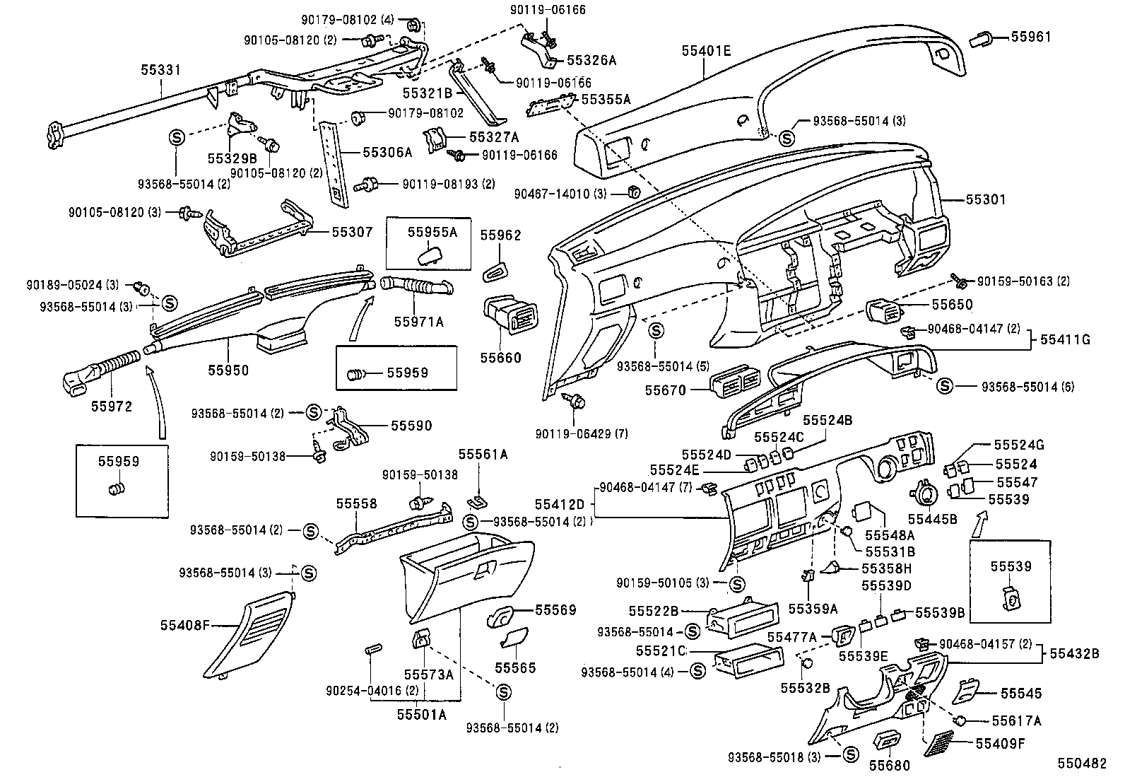 55306-60080 BRACE SUB-ASSY, INSTRUMENT PANEL, NO.1 product image
