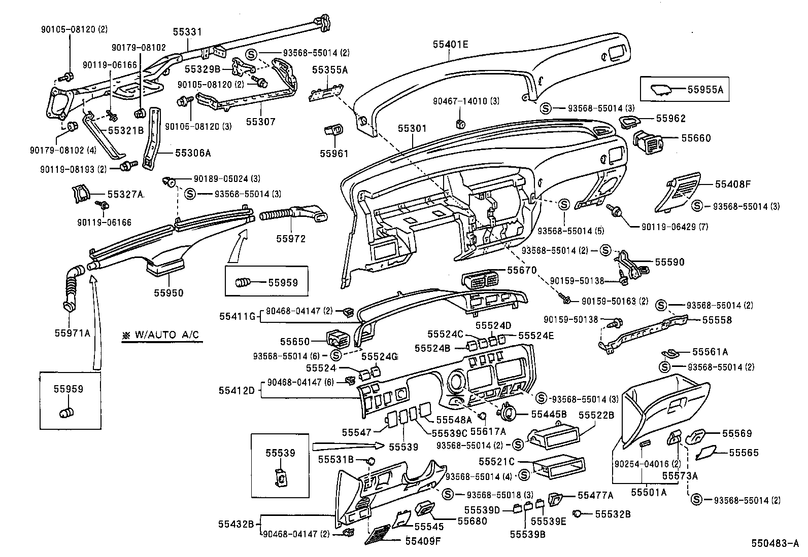 55306-60080 BRACE SUB-ASSY, INSTRUMENT PANEL, NO.1 product image