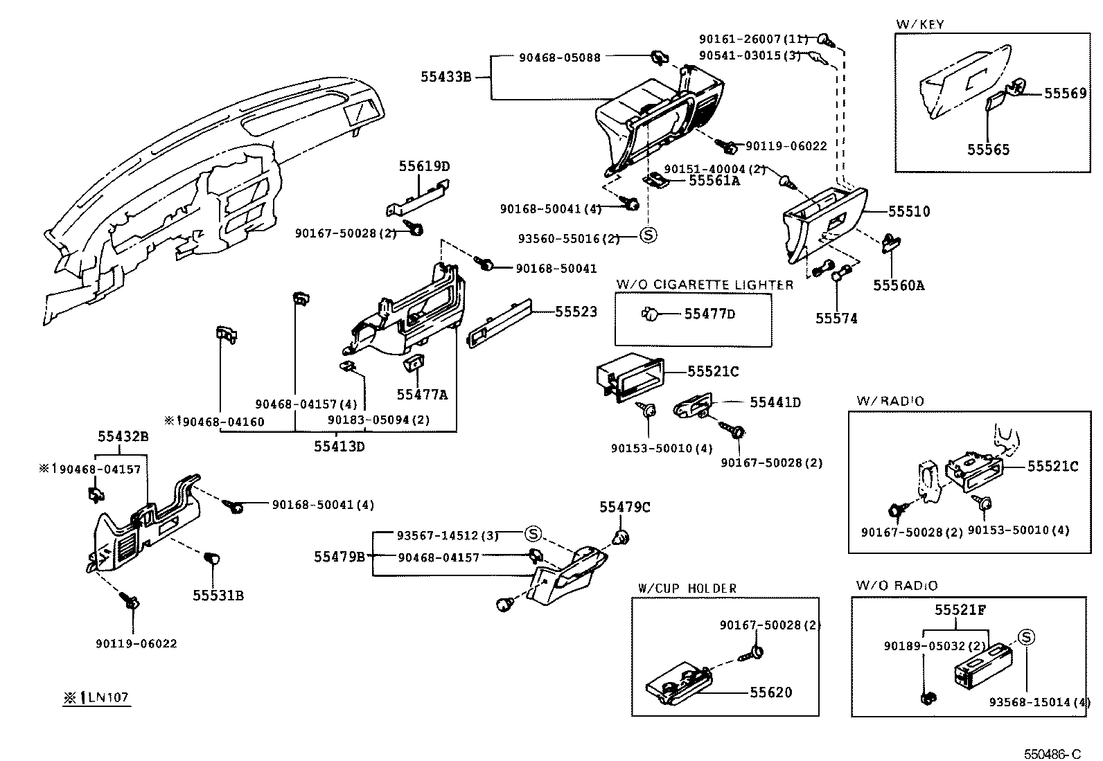 55306-35110 BRACE SUB-ASSY, INSTRUMENT PANEL, NO.1 product image