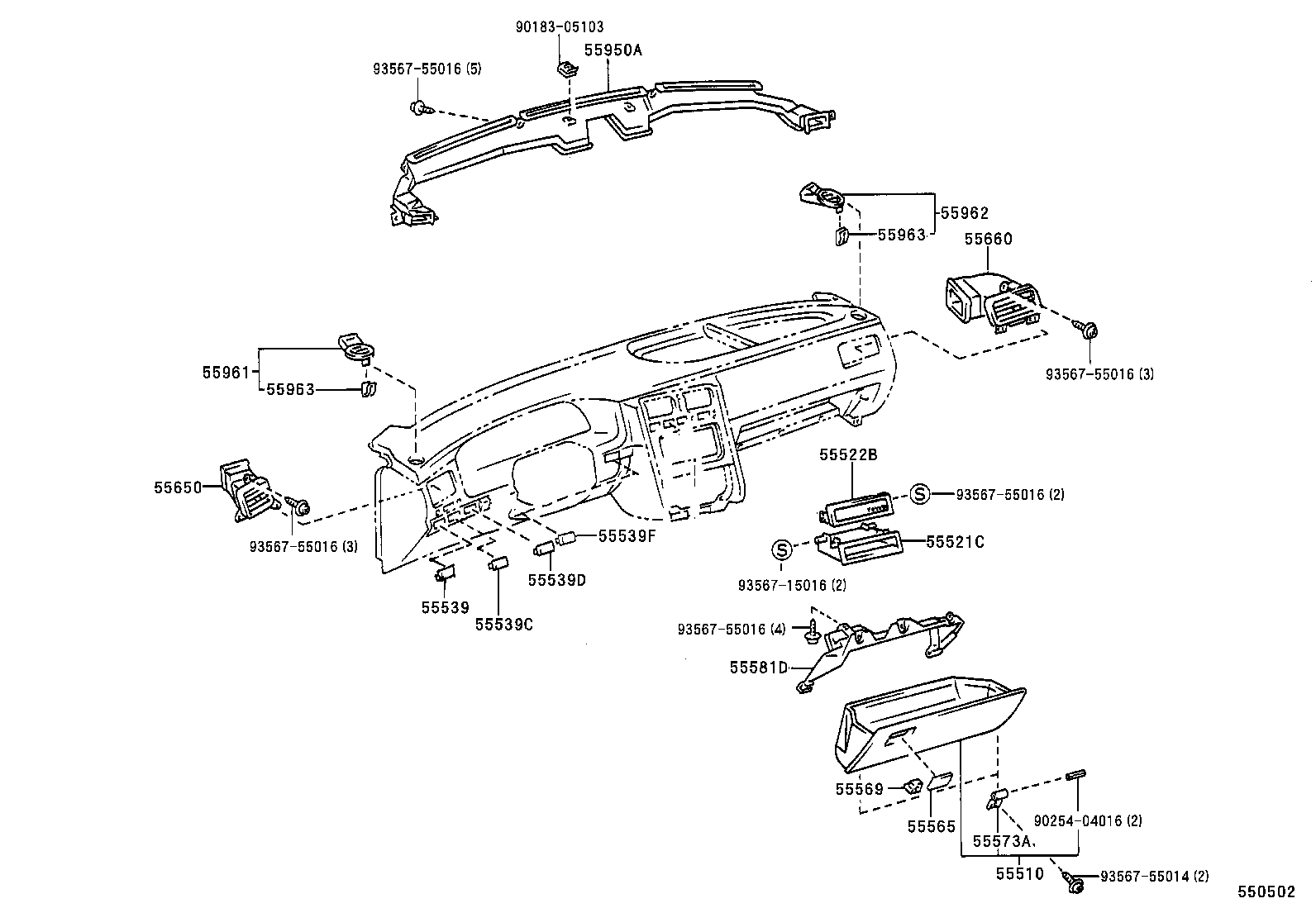 55405-20220 PANEL SUB-ASSY, INSTRUMENT CLUSTER FINISH, CENTER product image
