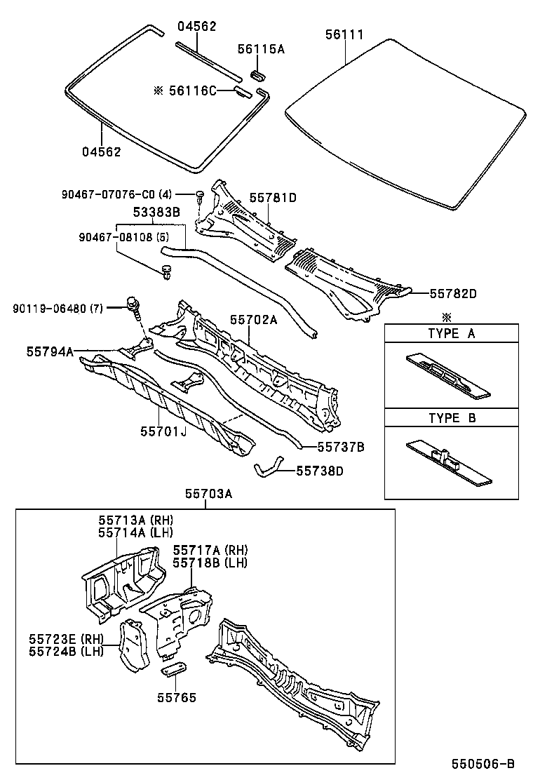 55709-44080 LOUVER, COWL TOP VENTILATOR, LH product image