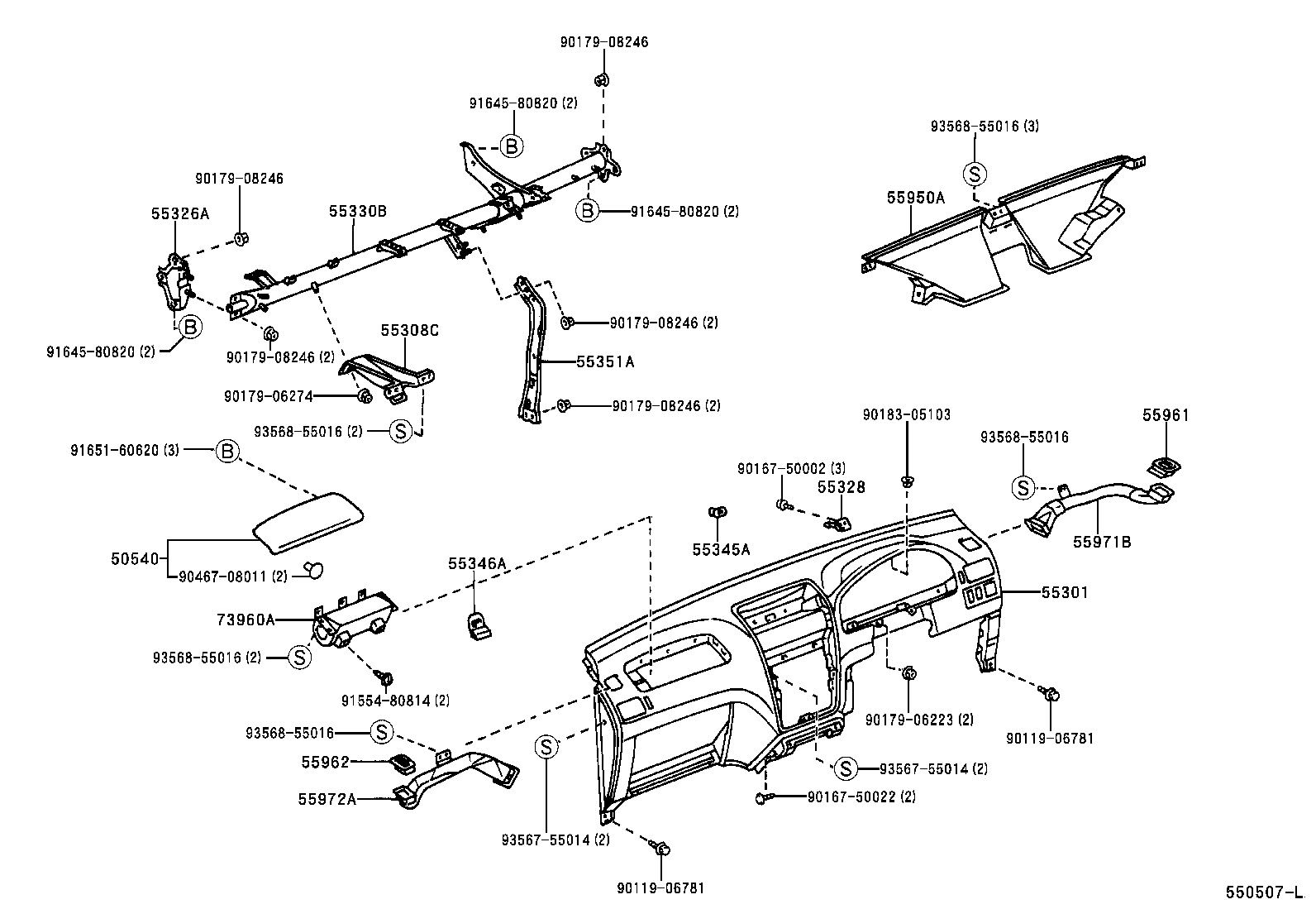 55670-44080 REGISTER ASSY, INSTRUMENT PANEL, CENTER product image