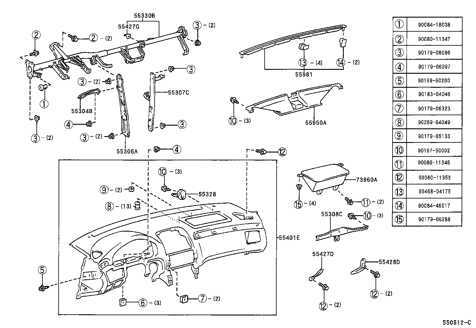 Toyota 55981-06020 GARNISH, DEFROSTER NOZZLE, NO.1