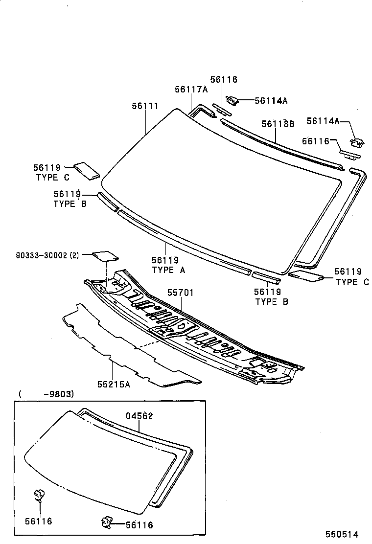 04562-28020 DAM KIT, WINDSHIELD GLASS product image