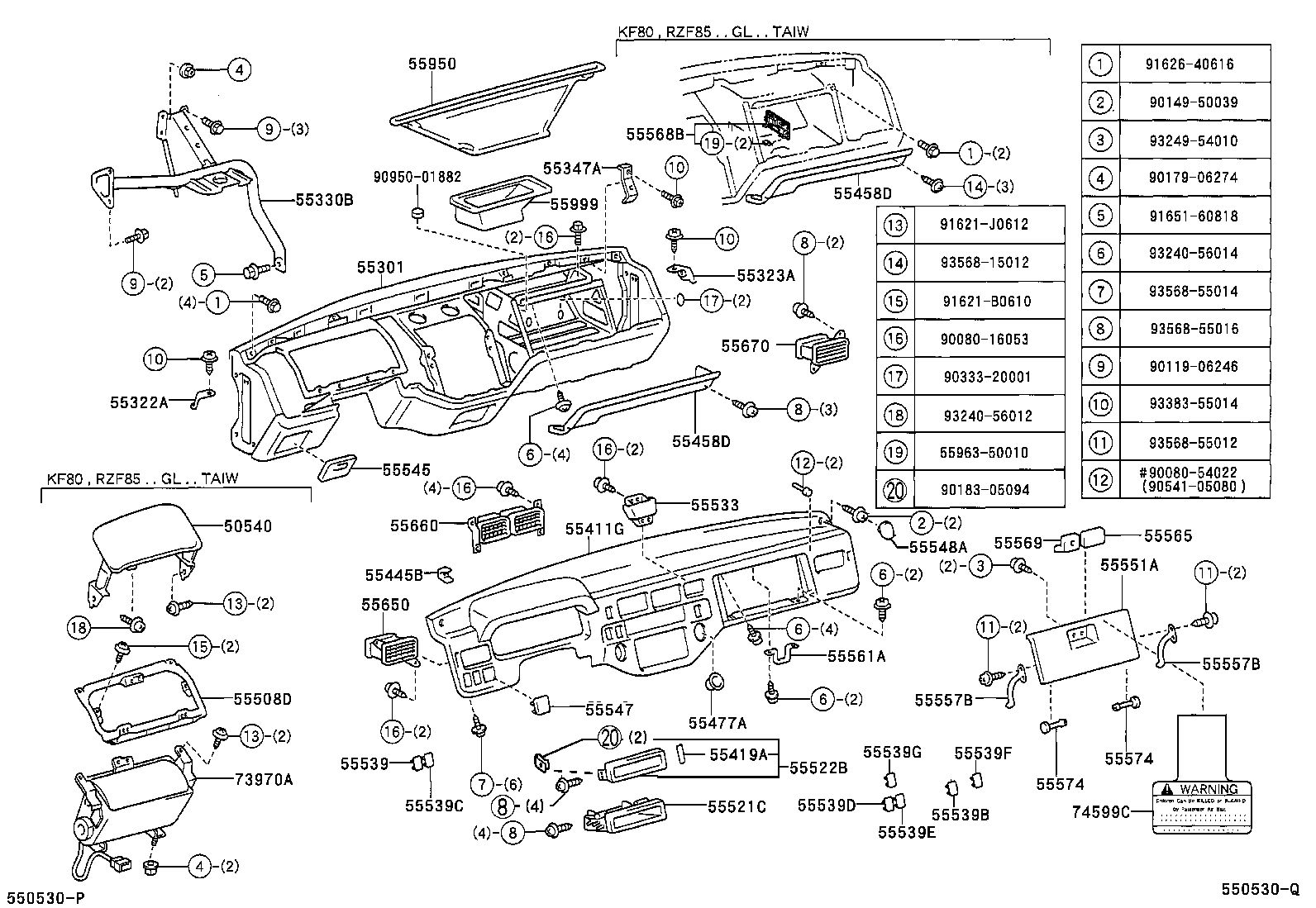 55322-0B020 BRACKET, INSTRUMENT PANEL, NO.2 product image
