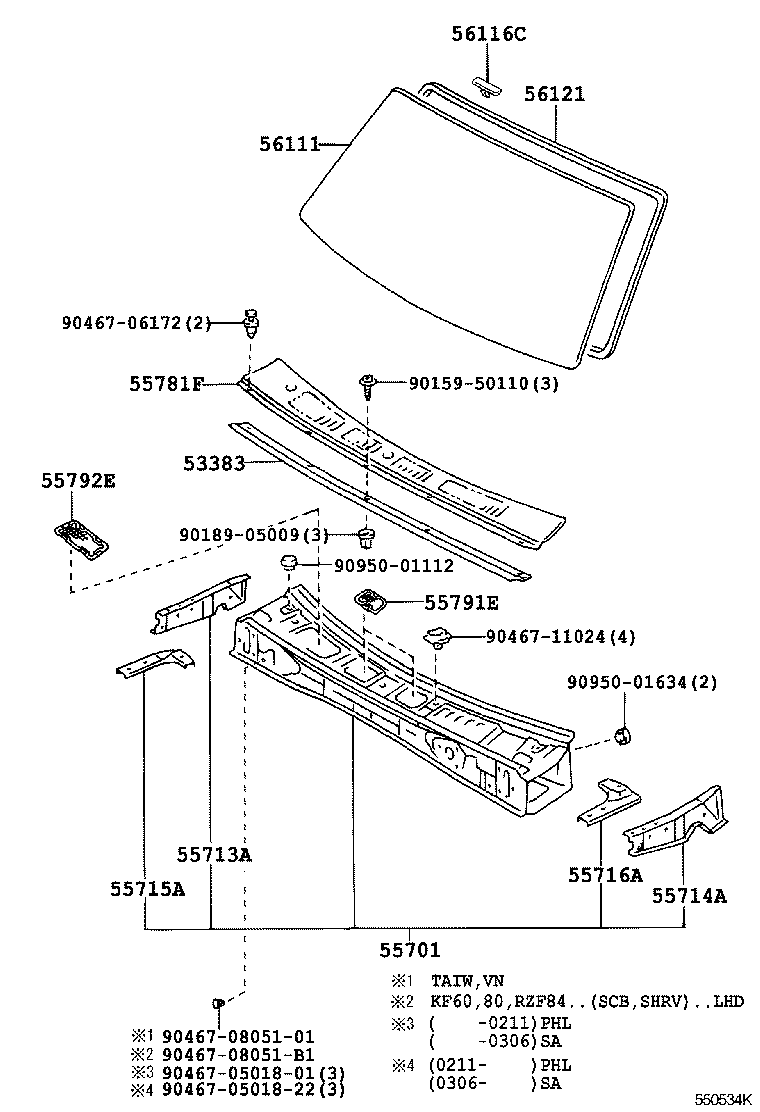 53383-0B030 SEAL, HOOD TO COWL TOP product image