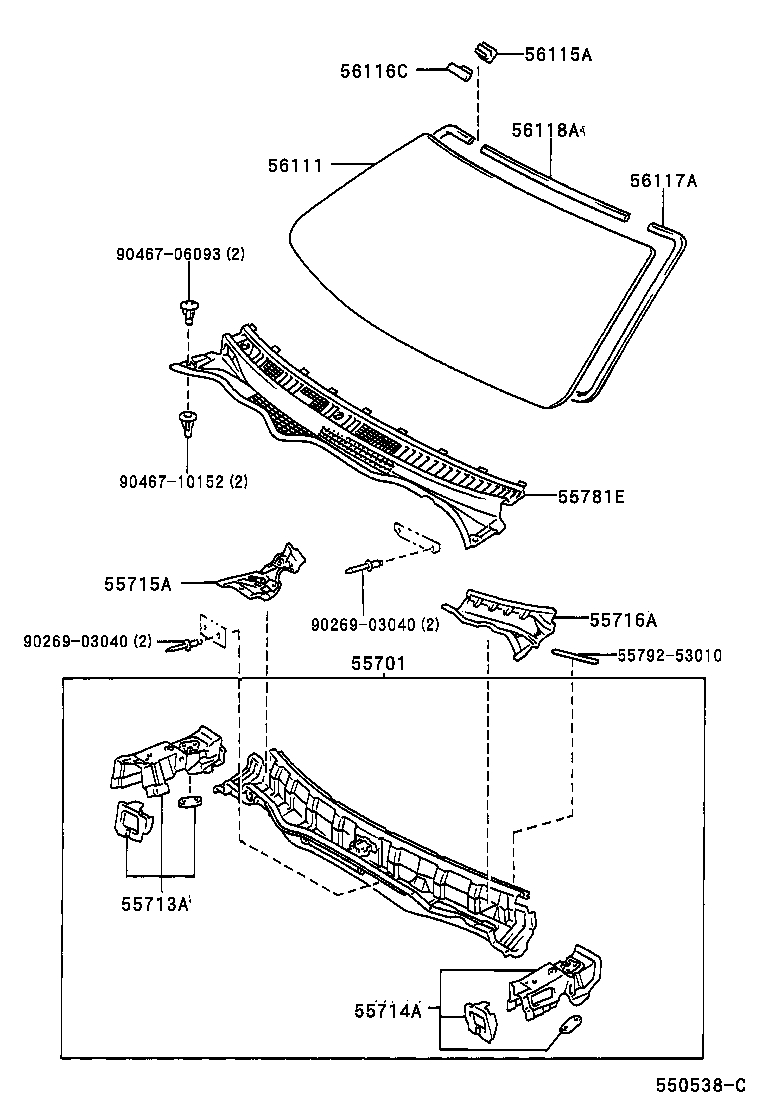 55715-53010 BRACE, COWL TOP TO APRON, RH product image