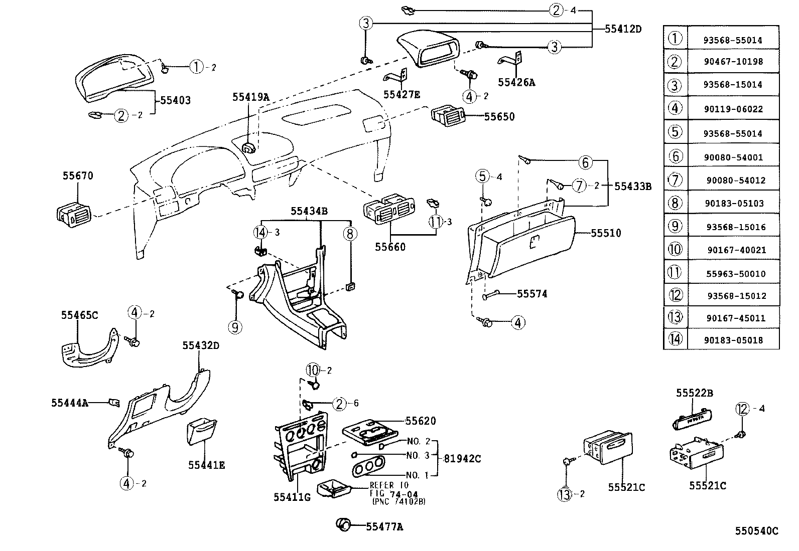 55306-02040 BRACE SUB-ASSY, INSTRUMENT PANEL, NO.1 product image