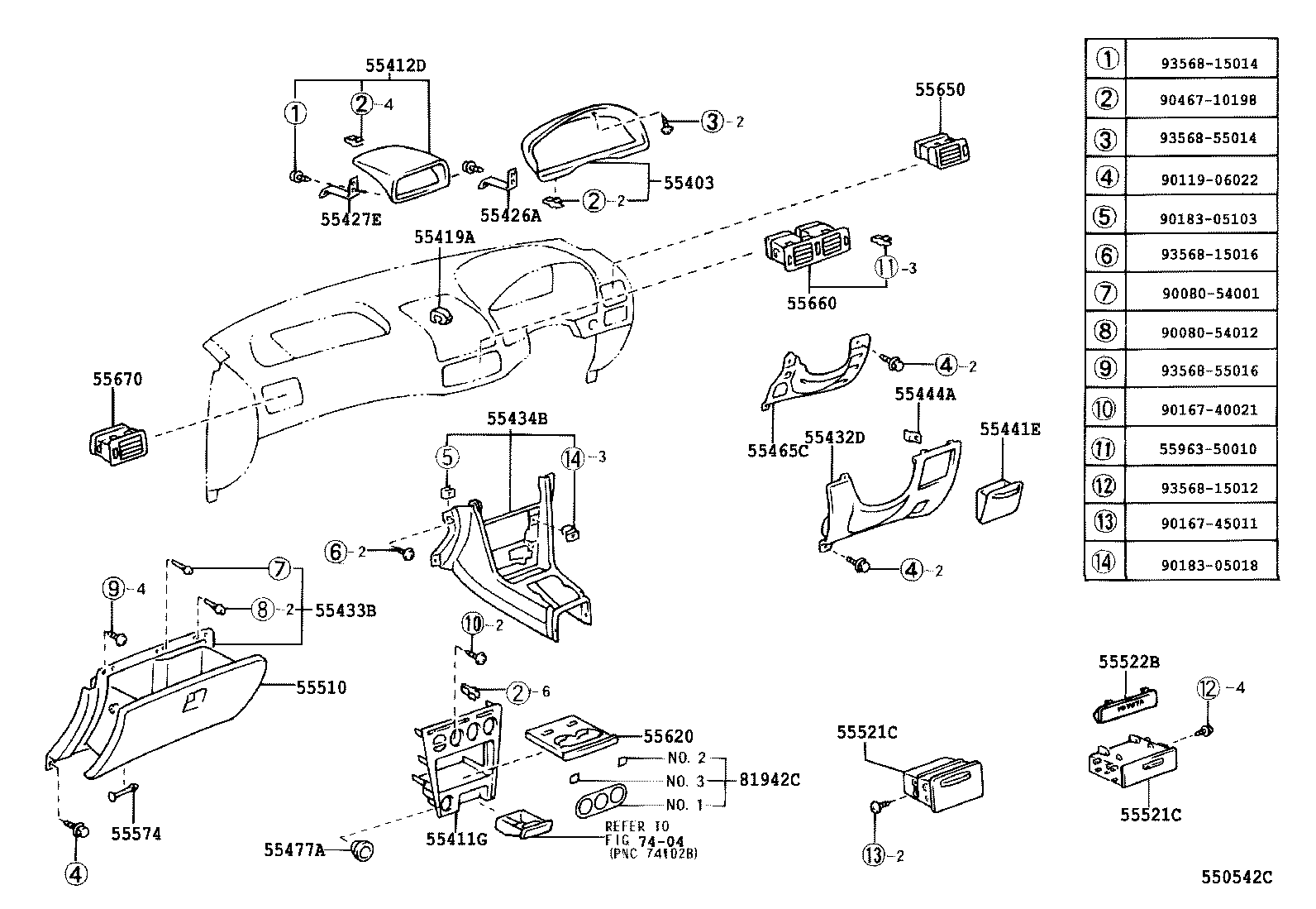 55306-02040 BRACE SUB-ASSY, INSTRUMENT PANEL, NO.1 product image