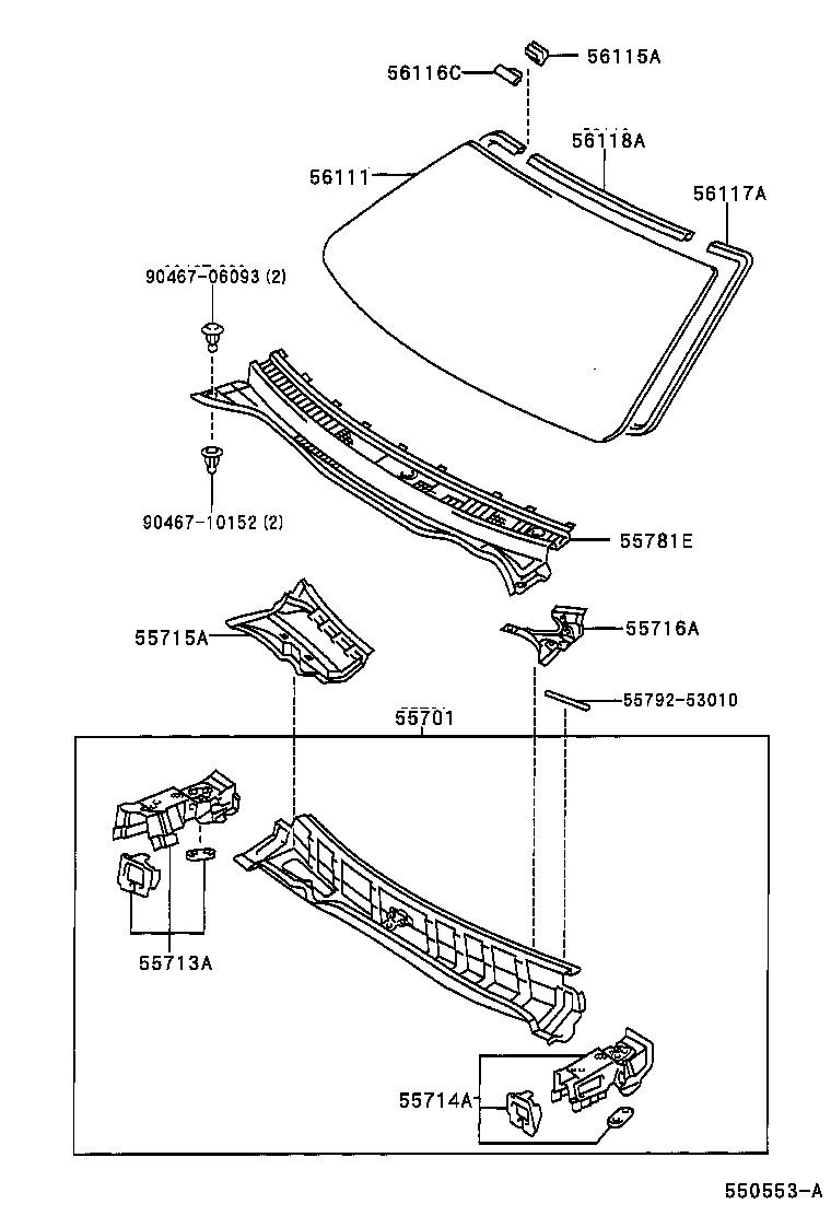 Toyota 56118-53010 DAM, WINDOW GLASS ADHESIVE, NO.2