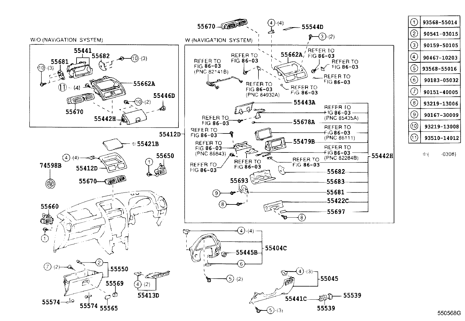 55352-53010 BRACE SUB-ASSY, INSTRUMENT PANEL, NO.2 product image
