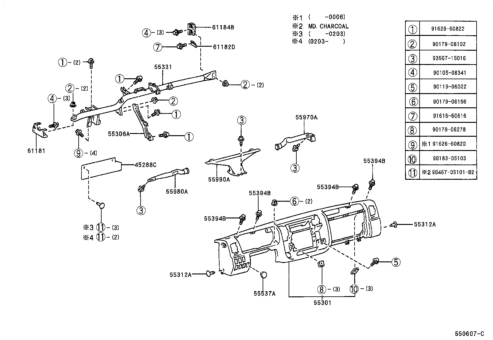 55326-37010 STAY, INSTRUMENT PANEL, NO.1 product image