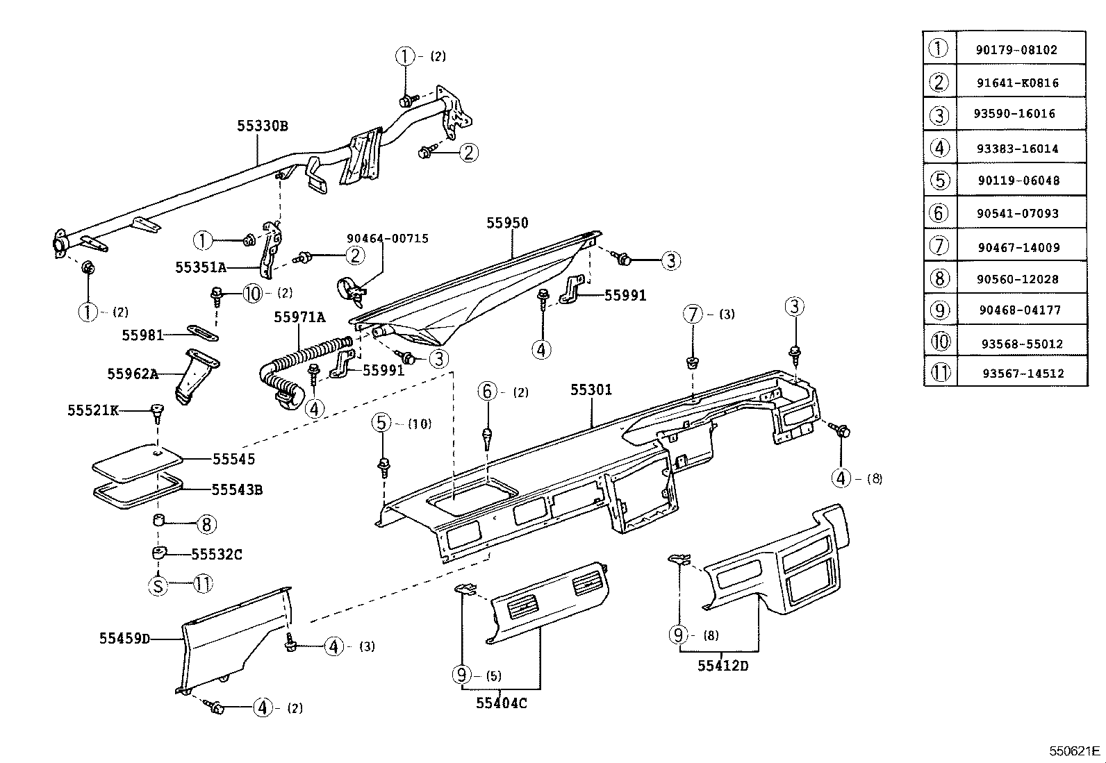 55950-37080 NOZZLE ASSY, DEFROSTER product image