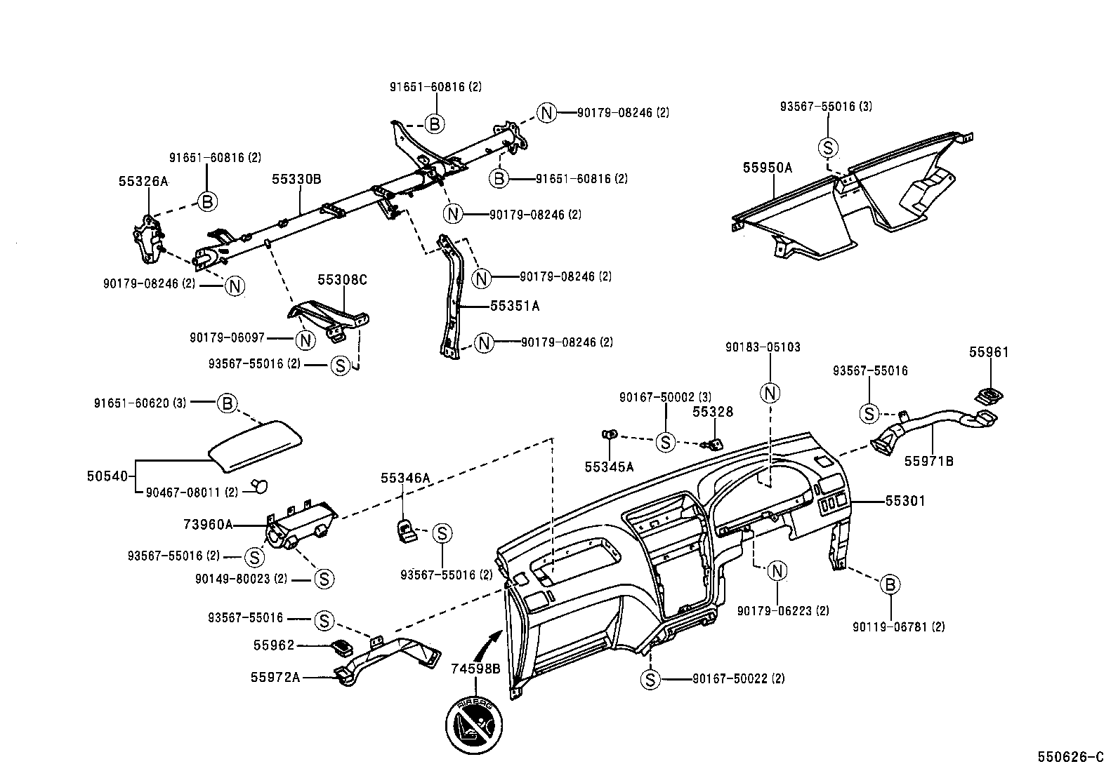 55413-44030 PANEL, INSTRUMENT CLUSTER FINISH, CENTER LOWER product image