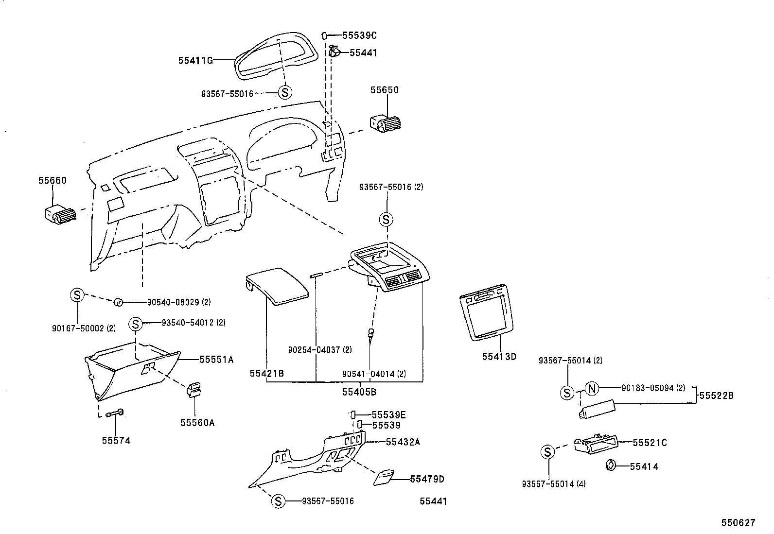 55413-44030 PANEL, INSTRUMENT CLUSTER FINISH, CENTER LOWER product image