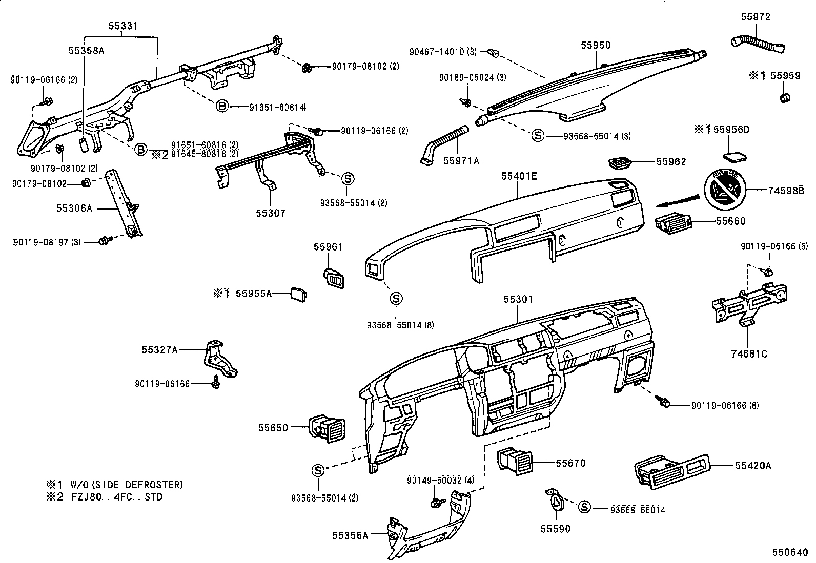 55306-60080 BRACE SUB-ASSY, INSTRUMENT PANEL, NO.1 product image