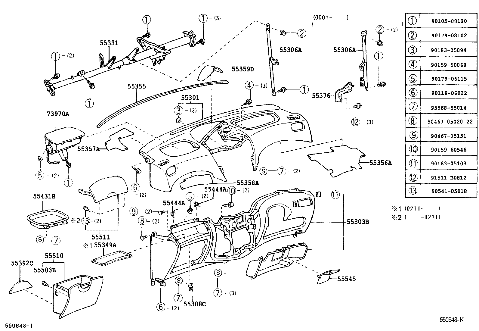 55330-52151 REINFORCEMENT, INSTRUMENT PANEL product image