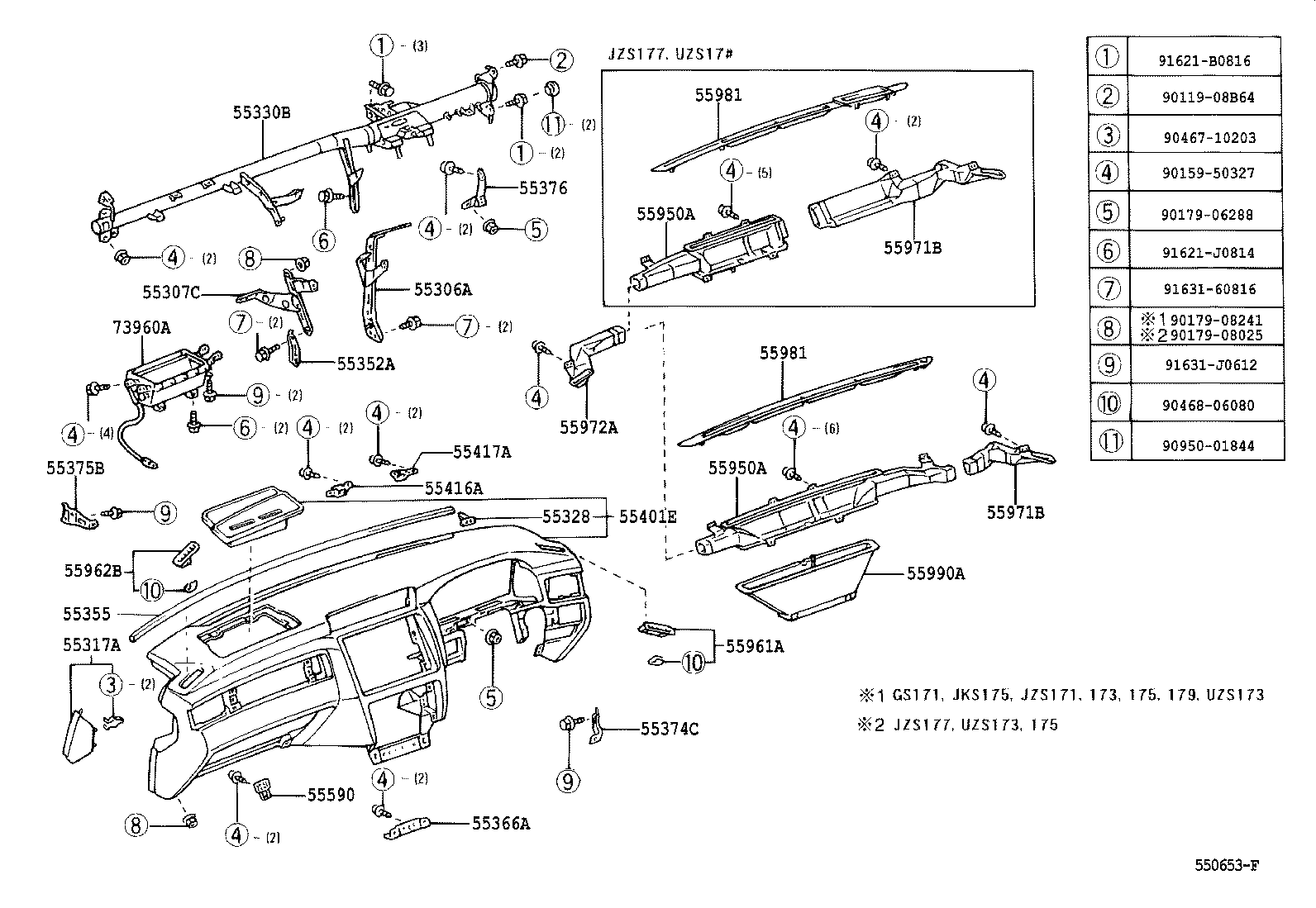 55352-30270 BRACE, INSTRUMENT PANEL TO FLOOR, NO.2 product image