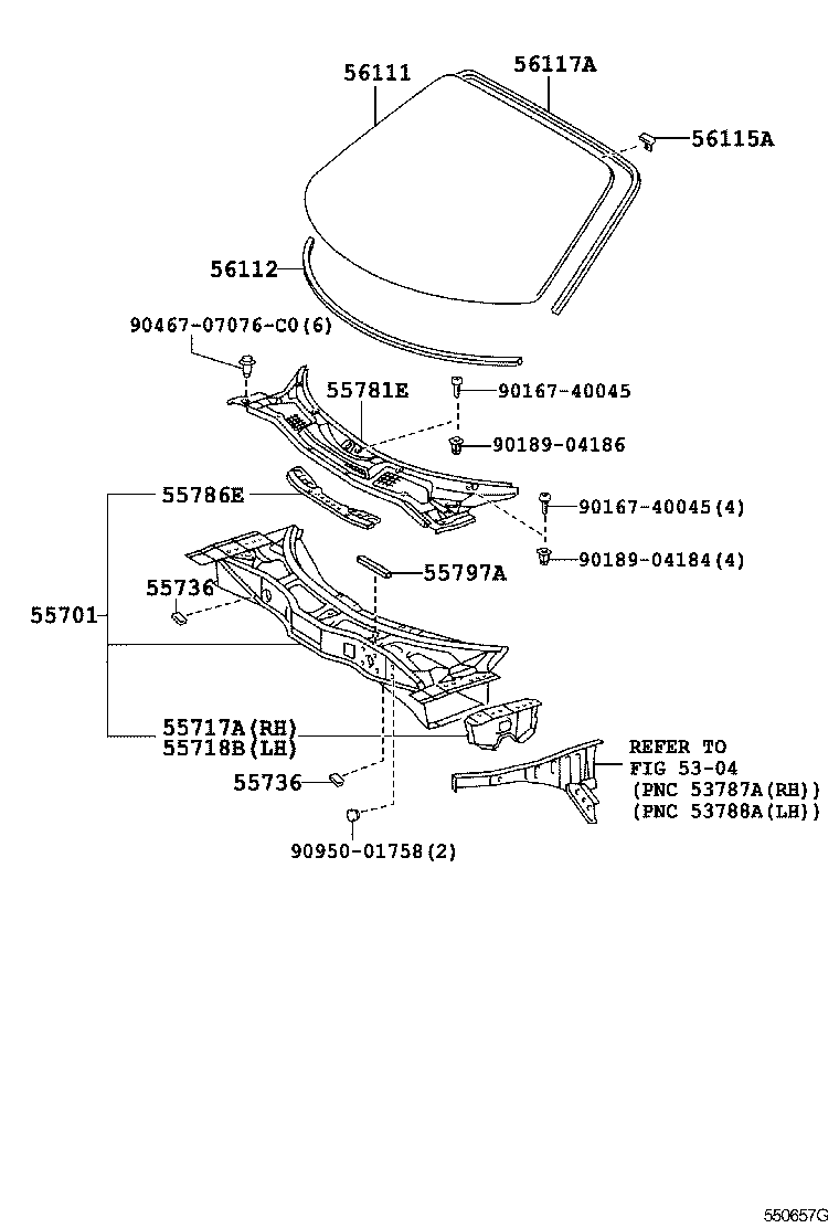 Toyota 55797-17020 SEAL, COWL WATER EXTRACT