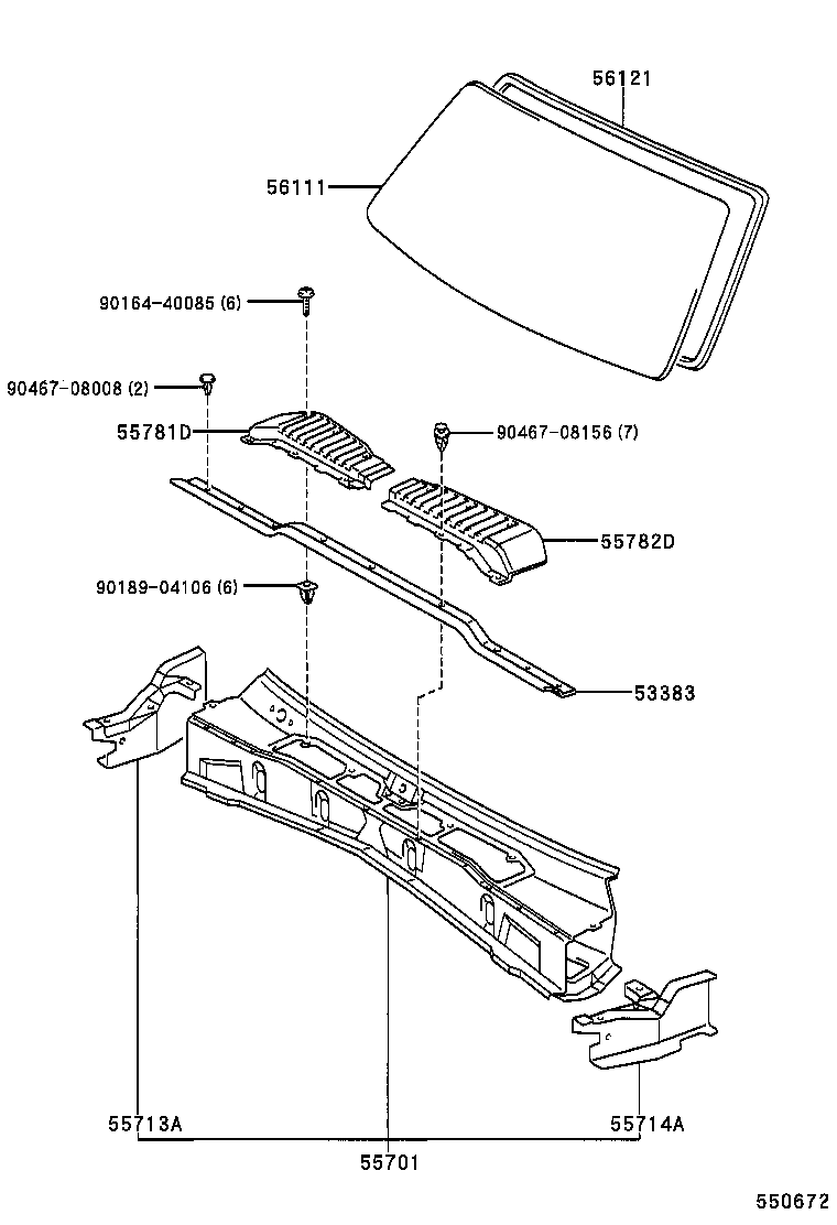 53383-0B040 SEAL, HOOD TO COWL TOP product image