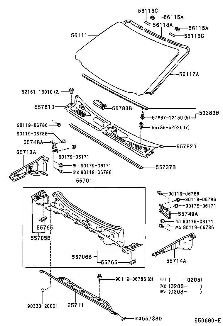 55701-52080 PANEL, COWL TOP, OUTER product image
