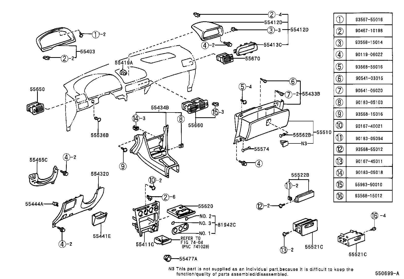 55307-12240 BRACE SUB-ASSY, INSTRUMENT PANEL, NO.2 product image