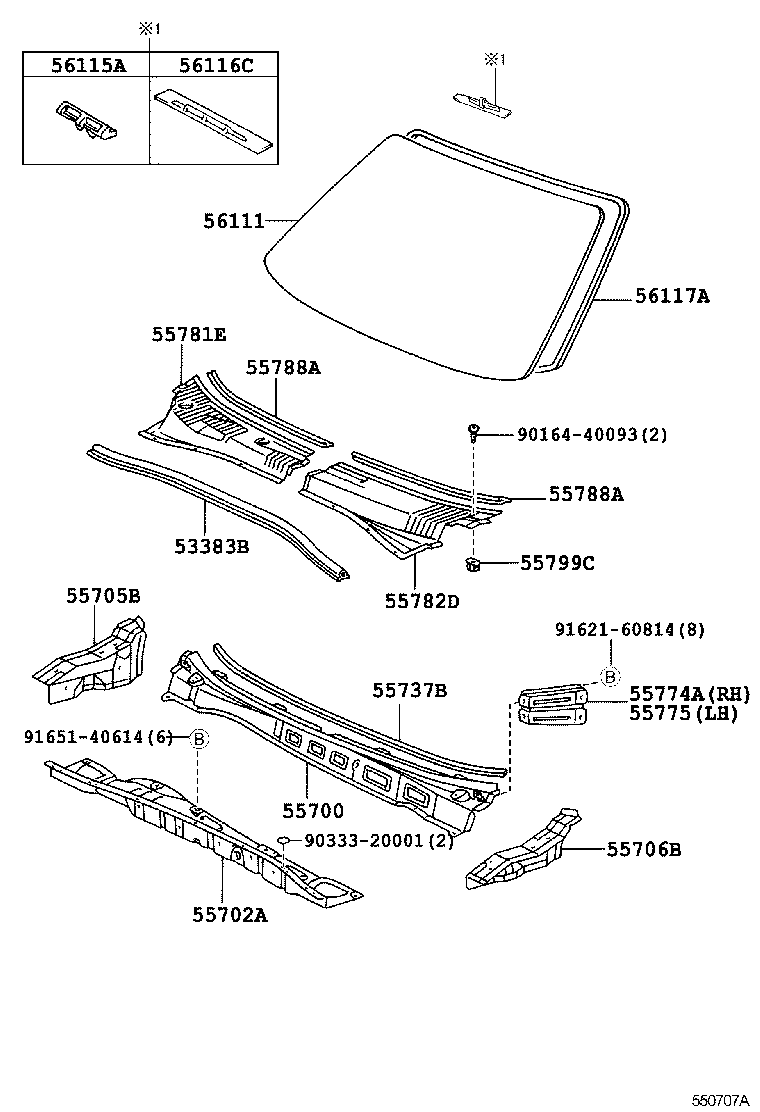 Toyota 56111-47020 GLASS, WINDSHIELD