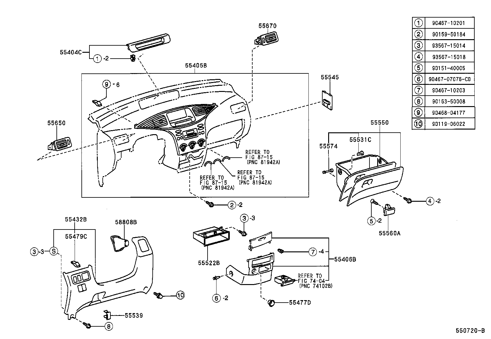 55558-47010 REINFORCEMENT, GLOVE COMPARTMENT DOOR product image