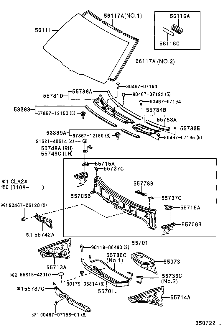 53389-42010 SEAL, HOOD TO COWL TOP, NO.2 product image