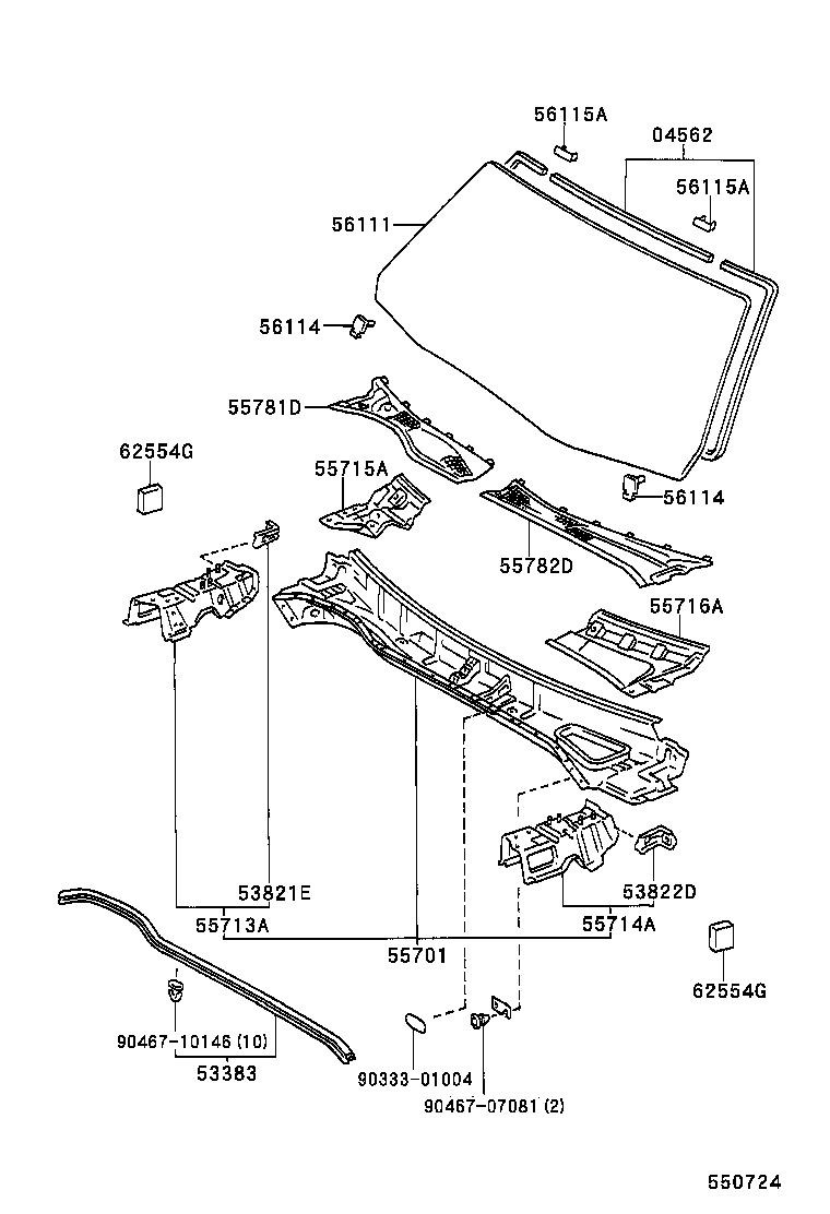 53383-30170 SEAL, HOOD TO COWL TOP product image