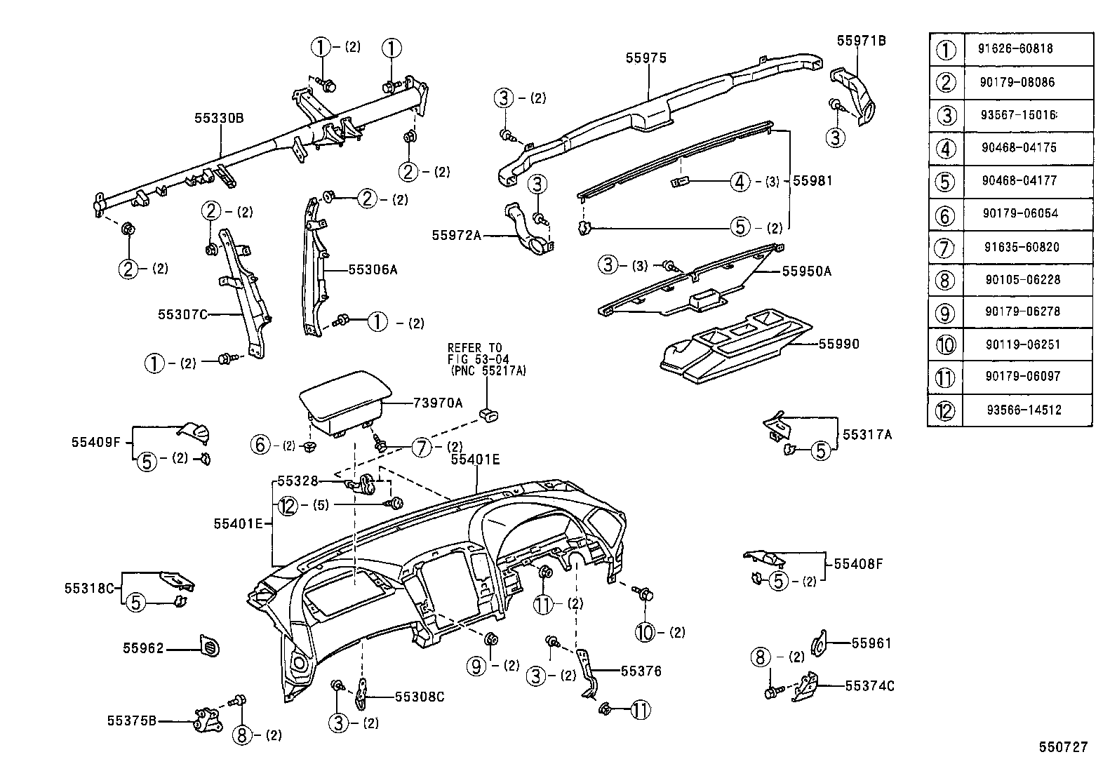 55054-22010 STOPPER SUB-ASSY, GLOVE COMPARTMENT DOOR product image