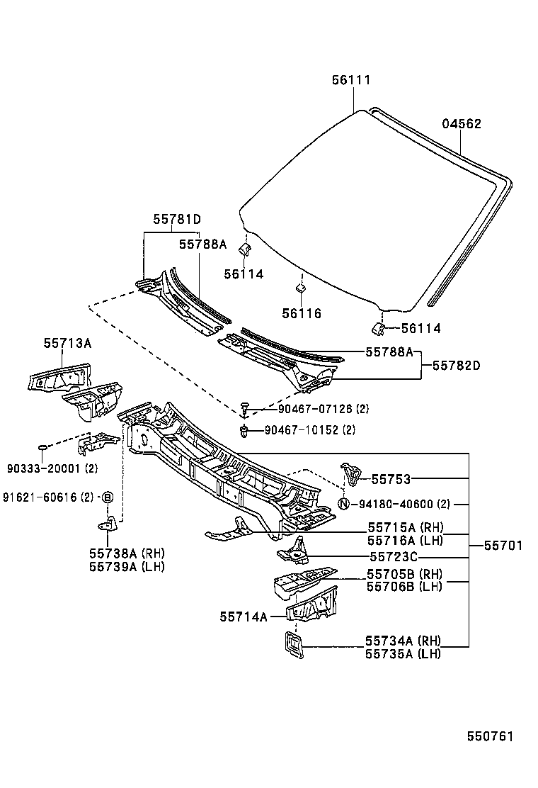 56101-33130 GLASS, WINDSHIELD product image