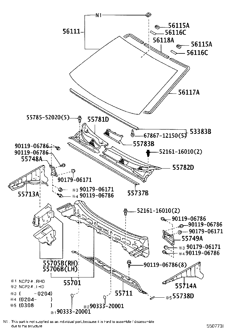 56101-52060 GLASS, WINDSHIELD product image