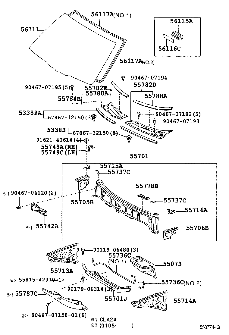 53389-42010 SEAL, HOOD TO COWL TOP, NO.2 product image