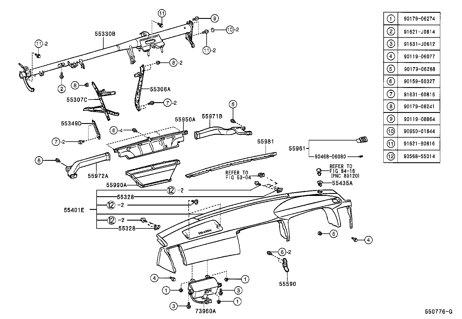 55307-22271 BRACE SUB-ASSY, INSTRUMENT PANEL, NO.2 product image