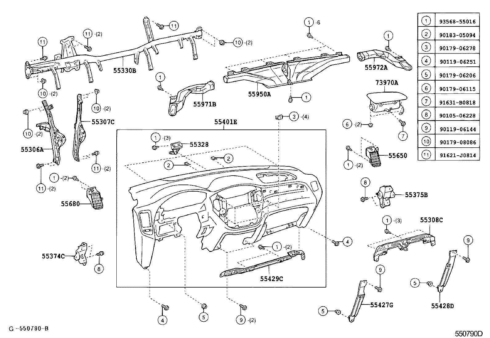 Toyota 55460-33010-B5 LOCK ASSY, INSTRUMENT PANEL BOX