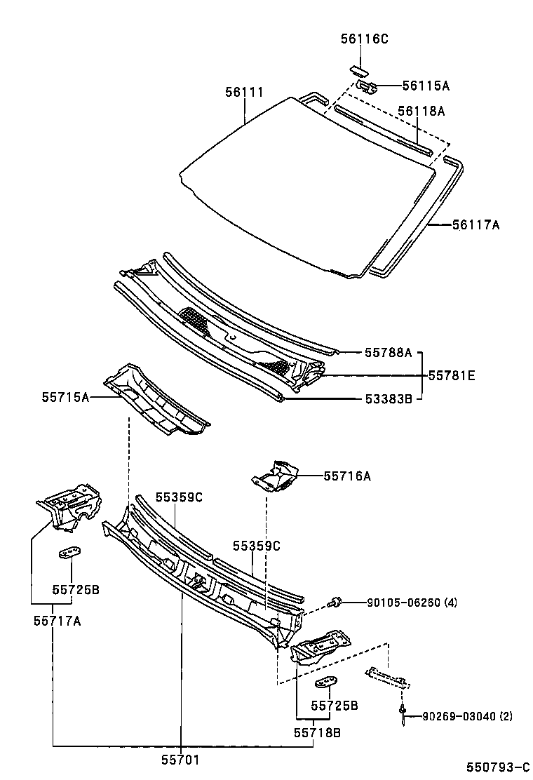 Toyota 56117-48020 DAM, WINDOW GLASS ADHESIVE