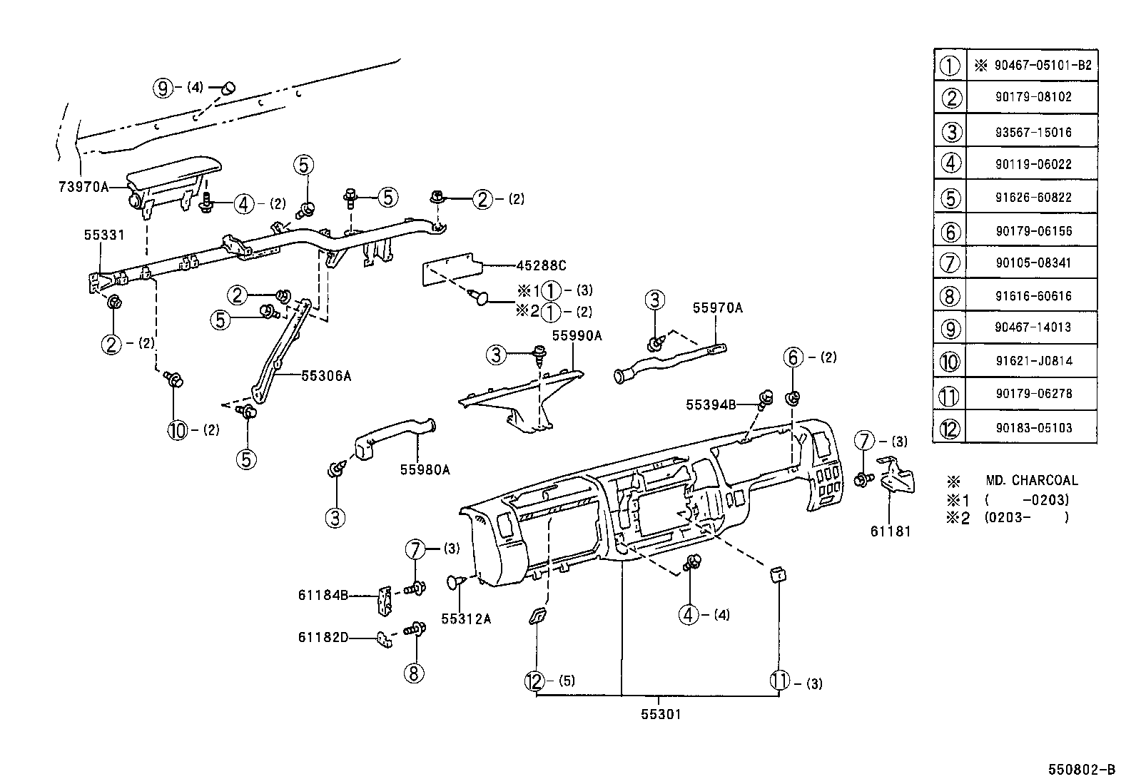 55326-37010 STAY, INSTRUMENT PANEL, NO.1 product image