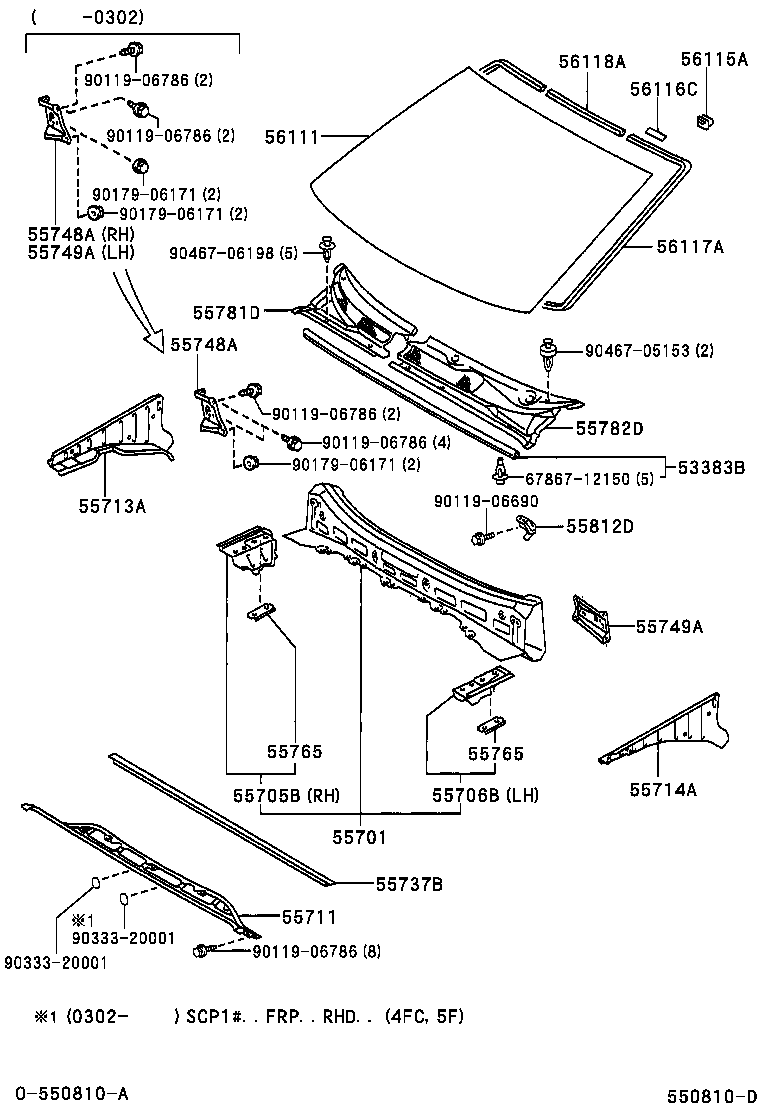 Toyota 55749-52010 BRACE, COWL TOP INNER TO PILLAR, LH