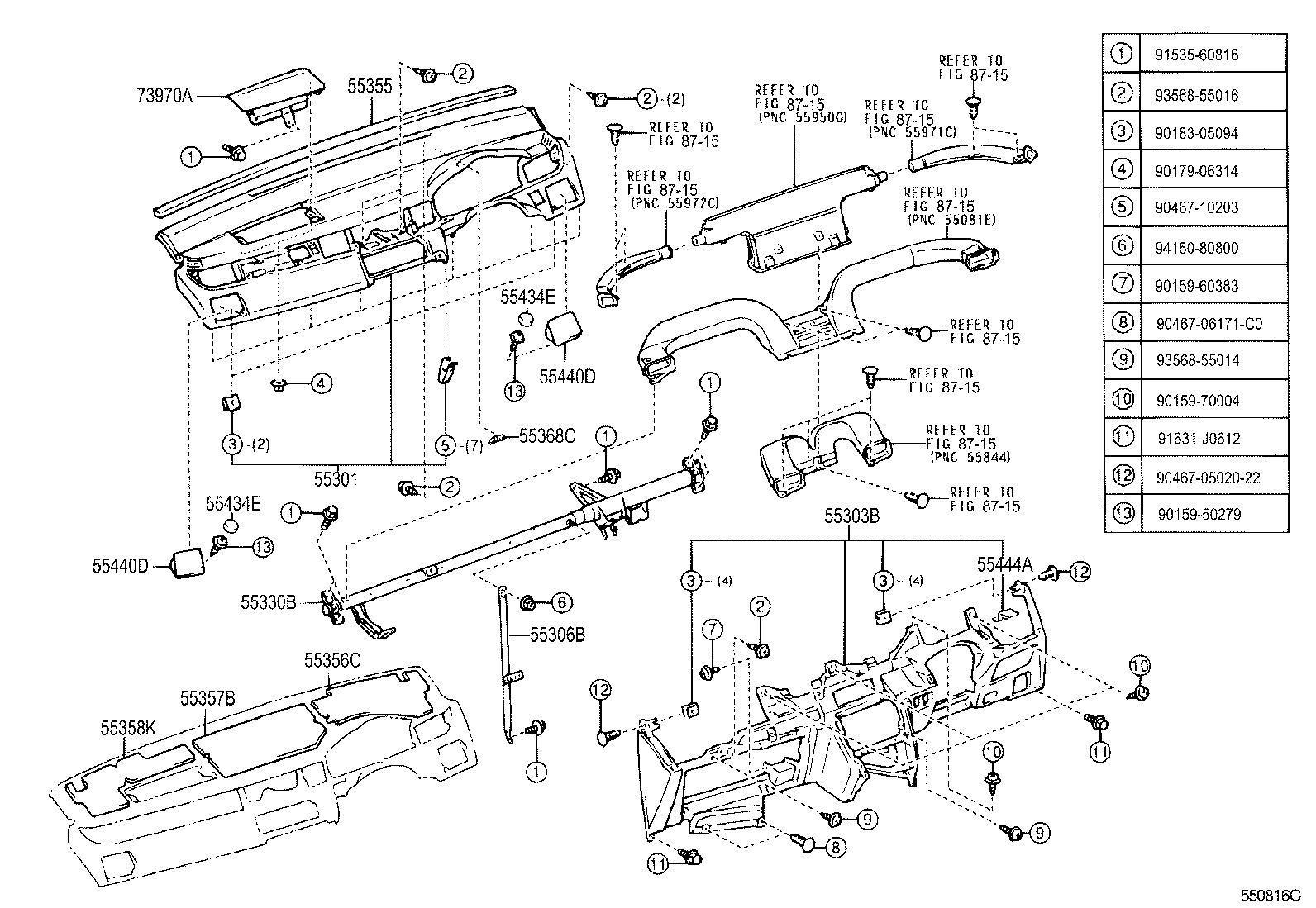 55357-12060 CUSHION, INSTRUMENT PANEL, NO.3 product image