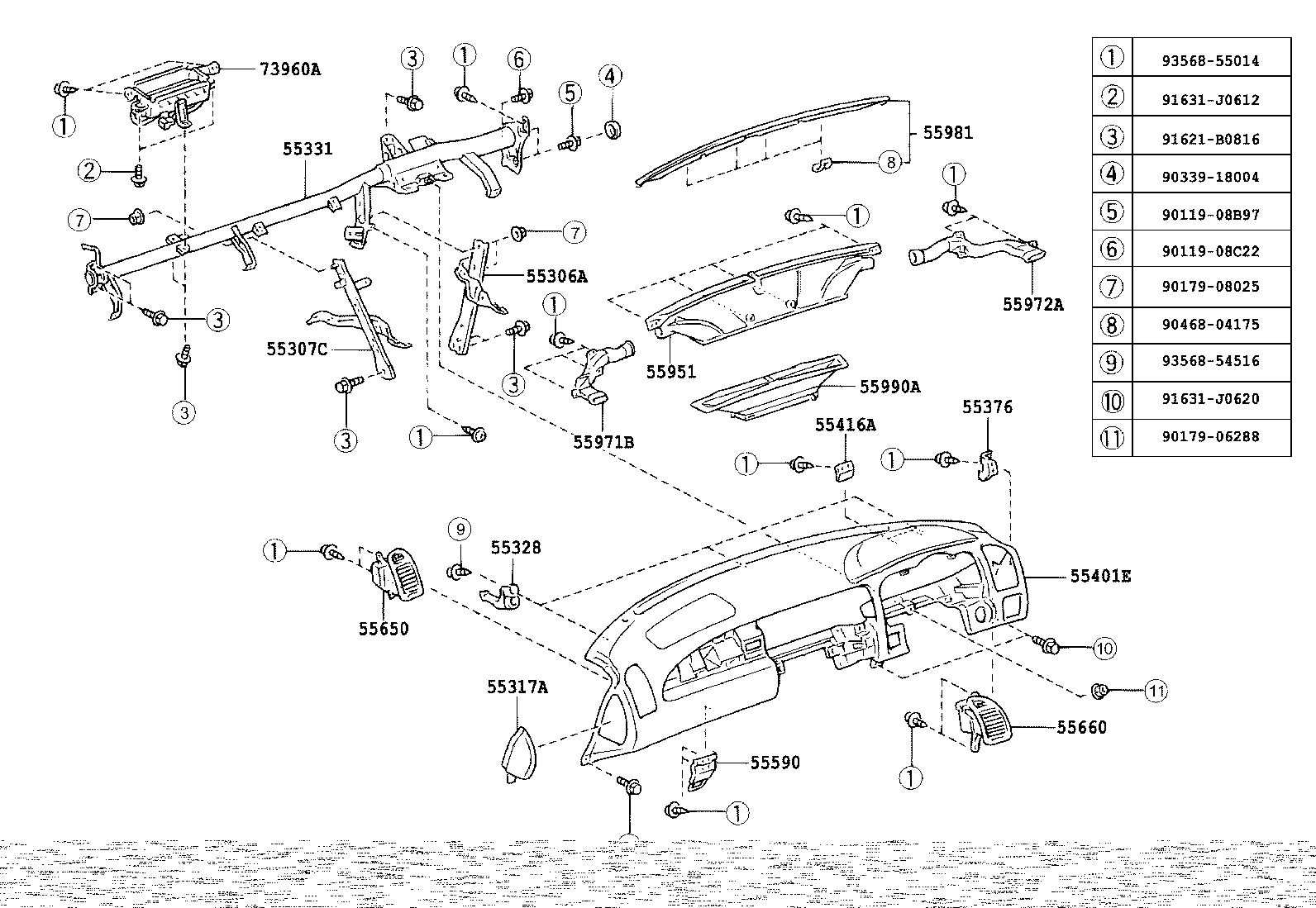 55405-24031-B0 PANEL SUB-ASSY, INSTRUMENT CLUSTER FINISH, CENTER product image