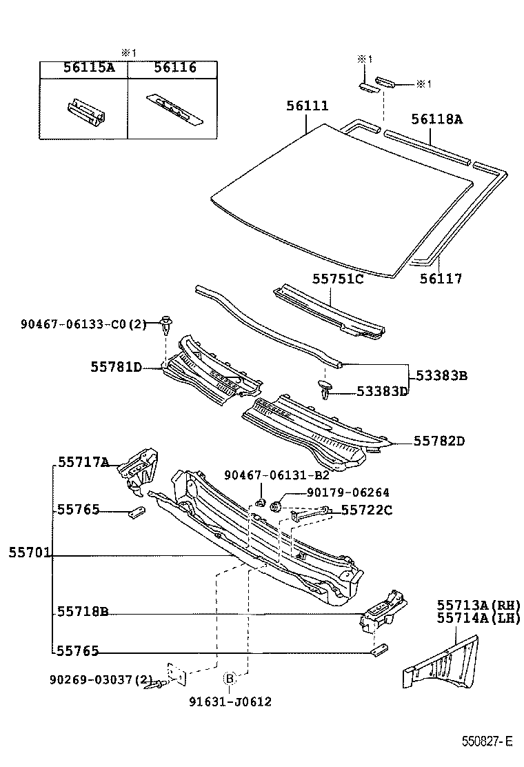 55709-02020 LOUVER, COWL TOP VENTILATOR, LH product image