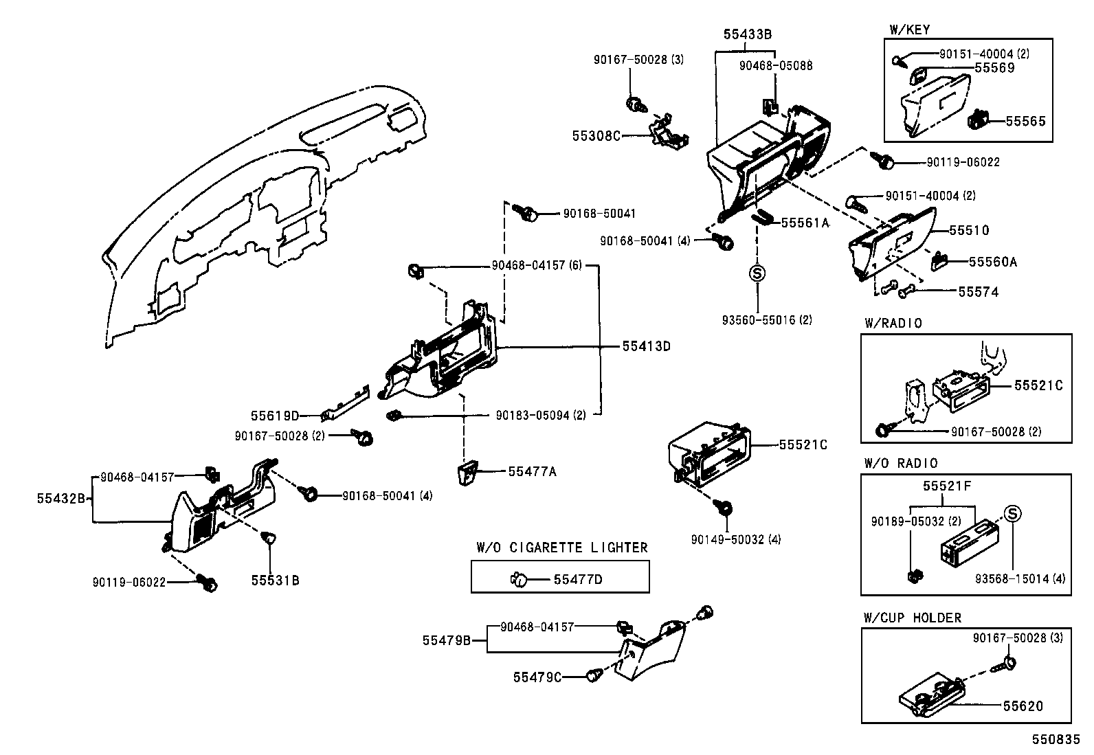 55306-35110 BRACE SUB-ASSY, INSTRUMENT PANEL, NO.1 product image