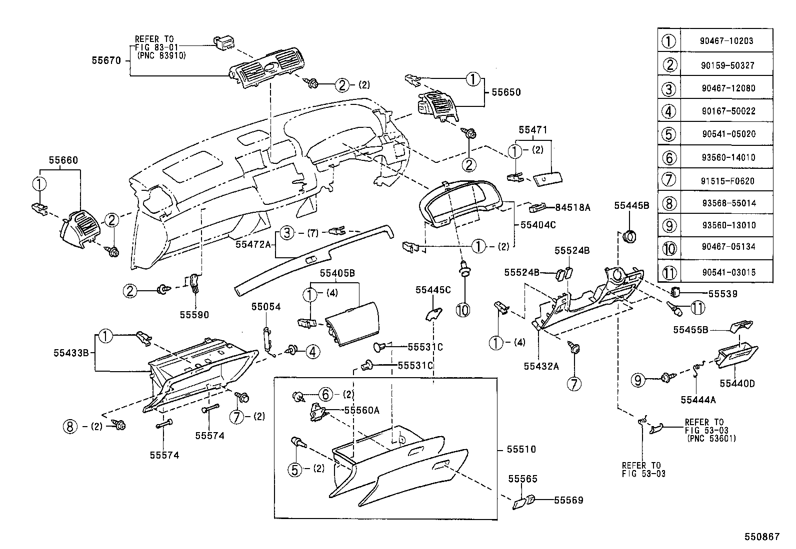 55352-30260 BRACE, INSTRUMENT PANEL TO FLOOR, NO.2 product image