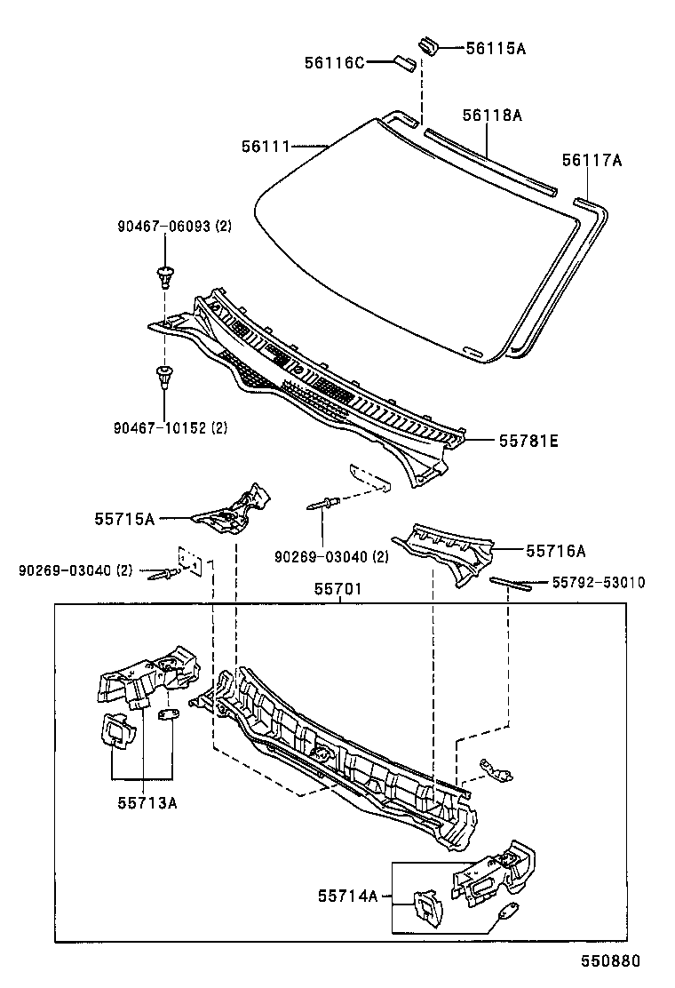 55715-53010 BRACE, COWL TOP TO APRON, RH product image