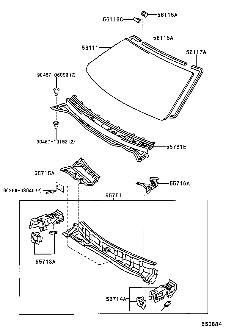 55715-53010 BRACE, COWL TOP TO APRON, RH product image