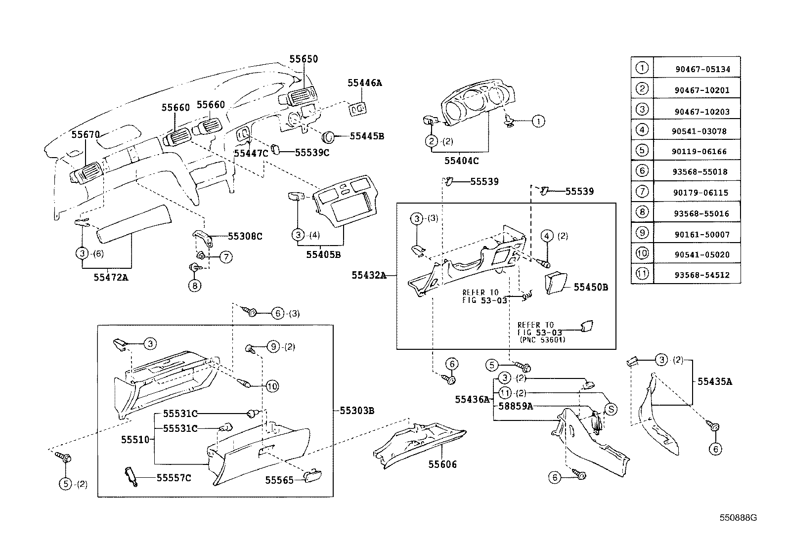 55307-33150 BRACE SUB-ASSY, INSTRUMENT PANEL, NO.2 product image
