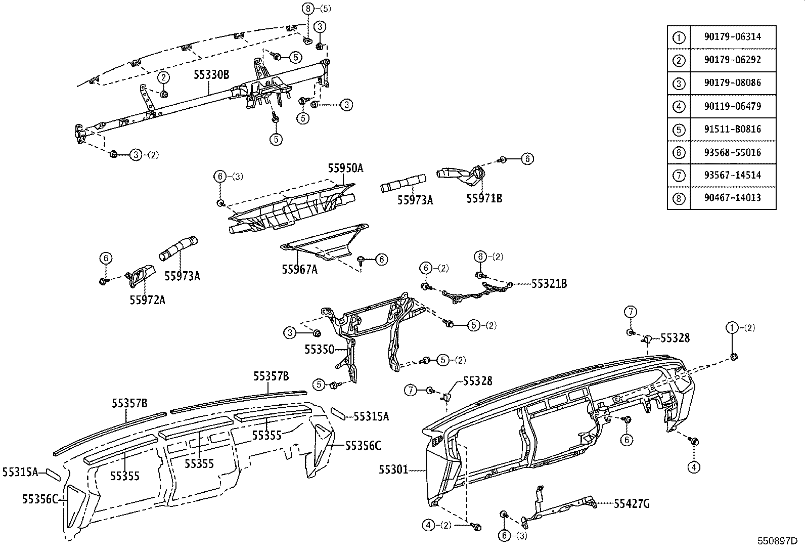 55357-43010 CUSHION, INSTRUMENT PANEL, NO.3 product image